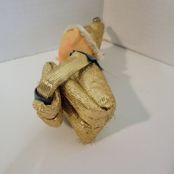 Vintage Gold Lame Pixie Elf Japan Retro Christmas Decor - Picture 5 of 5